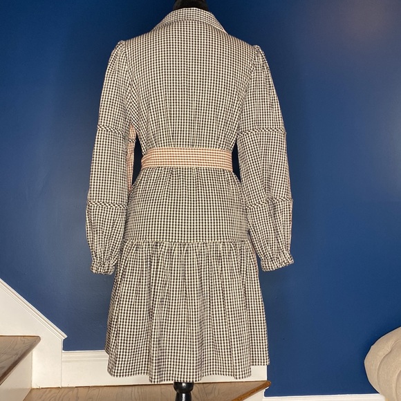 PEARL by Lela Rose Checked Seersucker Shirt Dress size small - Picture 4 of 11